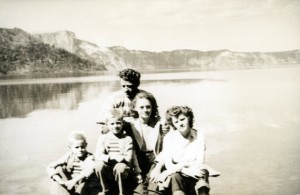 “Crater Lake 1947 Lloyd Larry Bonnie Rose Elmer” This was our first trip to Crater Lake and we walked the 1.6 mile trail. I still remember it well.